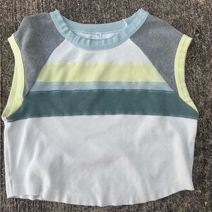 Free People FP Movement Women's Printed Color Block Cropped Shirt Size Large